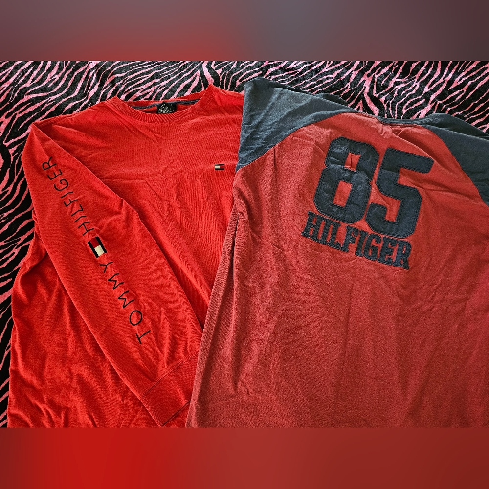 Lot Of 2 Vintage Tommy Hilfiger T-shirts Lrg 90s Y2k Early 2000s Vtg Soft Logo